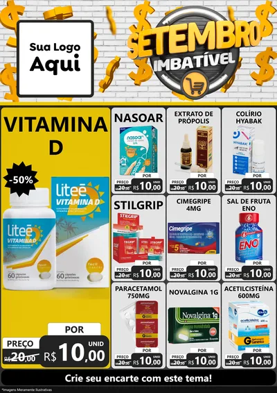 Modelo de Encarte para Encarte A4 Vertical com o tema Setembro Imbatível para Farmácia