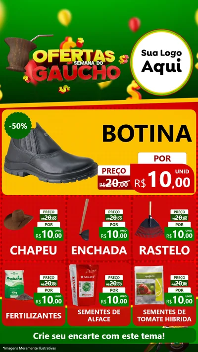 Modelo de Rede Social para Stories com o tema Ofertas Semana Do Gaúcho para Agropecuária