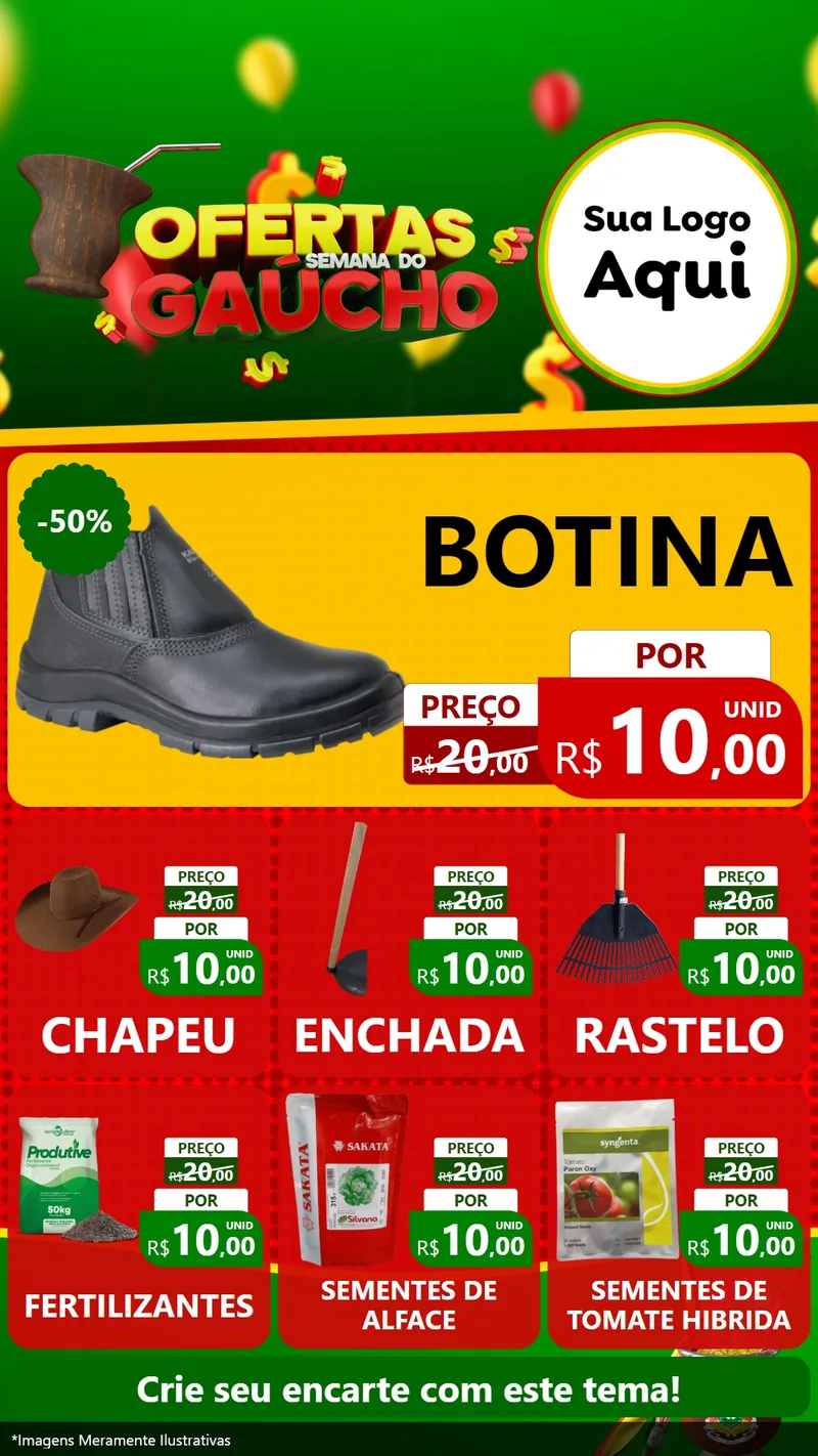 Modelo de Rede Social para Stories com o tema Ofertas Semana Do Gaúcho para Agropecuária
