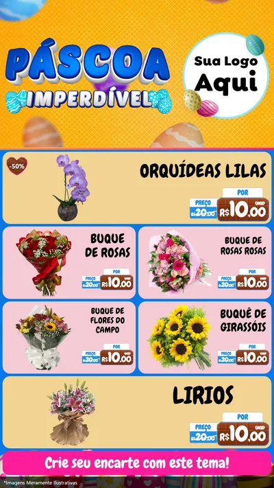 Modelo de TV para TV Vertical com o tema Páscoa Imperdível para Floricultura e jardim