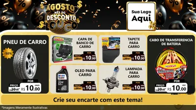 Modelo de TV para TV Horizontal com o tema Agosto Mês do Desconto Louco para Auto peças