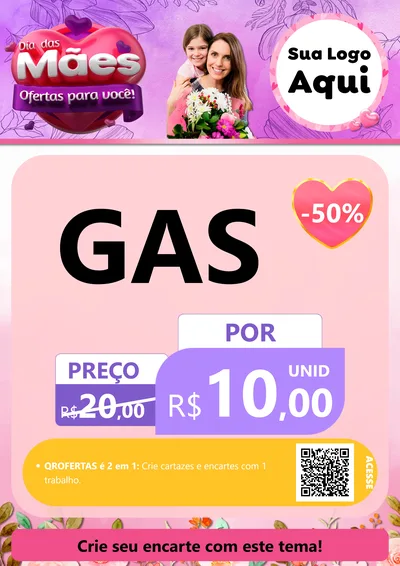 Modelo de Cartaz para Cartaz A4 Vertical com o tema Dia das Mães Ofertas para Você! para Água e gás
