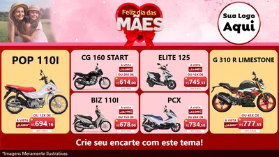 Modelo de TV para TV Horizontal com o tema Feliz Dia Das Mães para Concessionaria de Motos