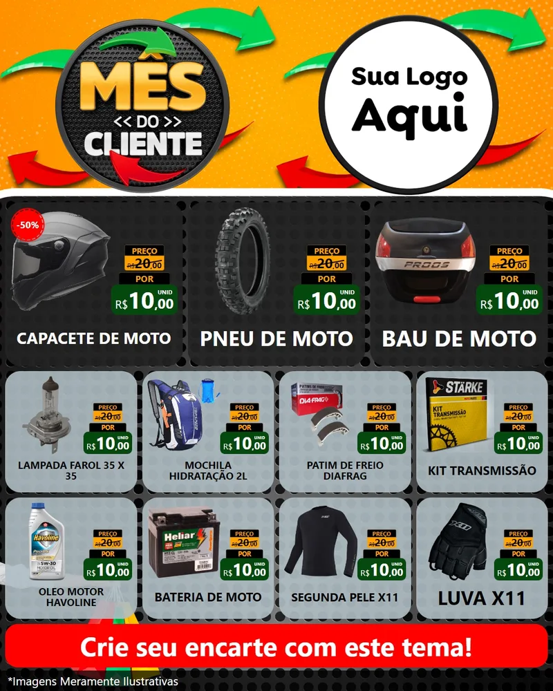 Modelo de Rede Social para Feed Instagram com o tema Mês do Cliente para Moto peças