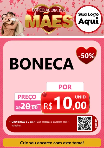 Modelo de Cartaz para Cartaz A4 Vertical com o tema Especial Dia Das Mães para Brinquedos
