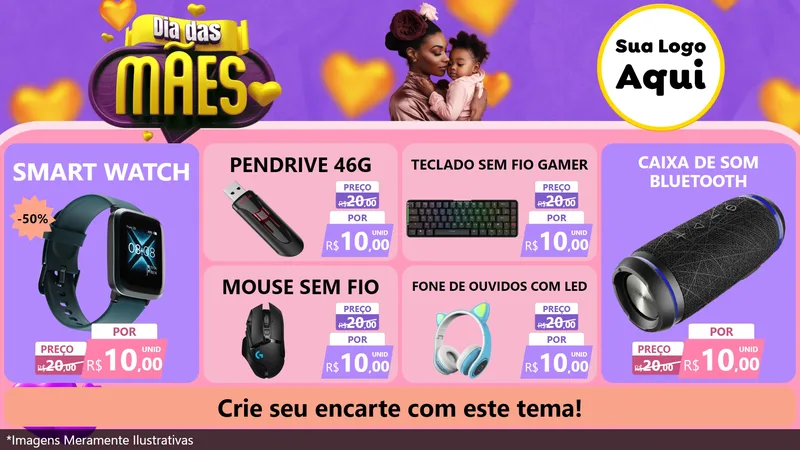 Modelo de TV para TV Horizontal com o tema Dia das Mães para Informática
