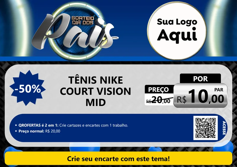 Modelo de Cartaz para Cartaz A4 Horizontal com o tema Sorteio Dia Dos Pais para Calçados