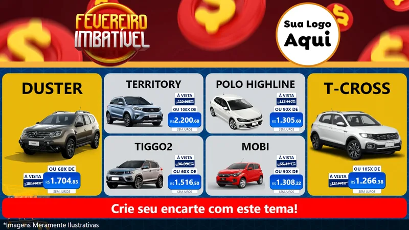 Modelo de TV para TV Horizontal com o tema Fevereiro Imbatível para Concessionaria de Carros
