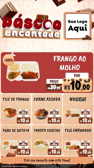 Modelo de Rede Social para Stories com o tema Páscoa Encantada para Restaurante