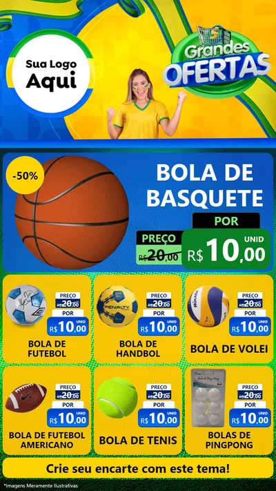 Modelo de Rede Social para Stories com o tema Grandes Ofertas para Artigos Esportivos