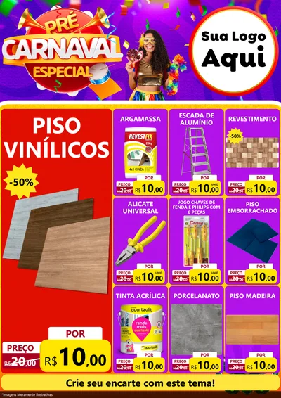 Modelo de Encarte para Encarte A4 Vertical com o tema Pré-Carnaval Especial para Material para Construção
