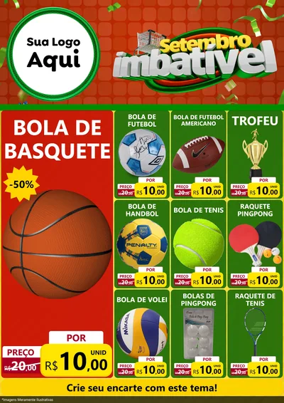 Modelo de Encarte para Encarte A4 Vertical com o tema Setembro Imbatível para Artigos Esportivos