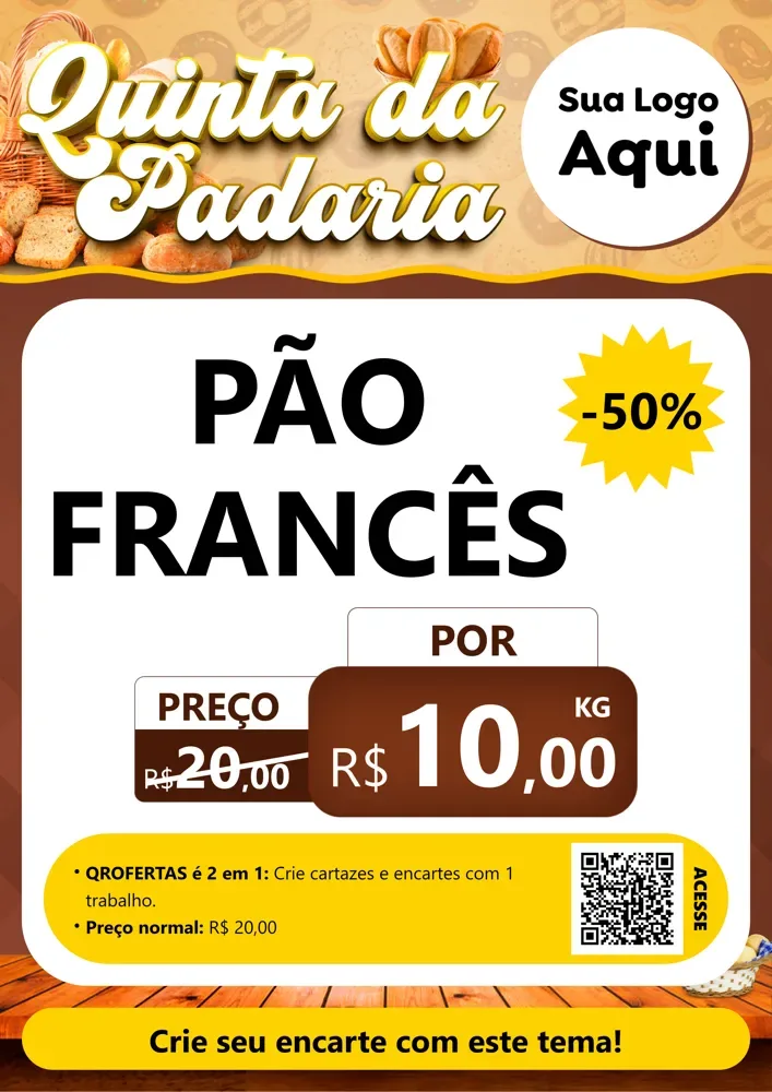 Modelo de Cartaz para Cartaz A4 Vertical com o tema Quinta da Padaria para Padaria
