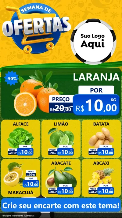 Modelo de Rede Social para Stories com o tema Semana de Ofertas - Copa para Hortifrúti