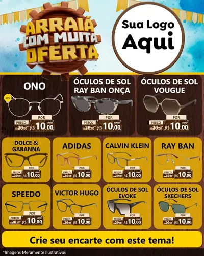 Modelo de Rede Social para Feed Instagram com o tema Ofertas de São João - Junina para Óticas