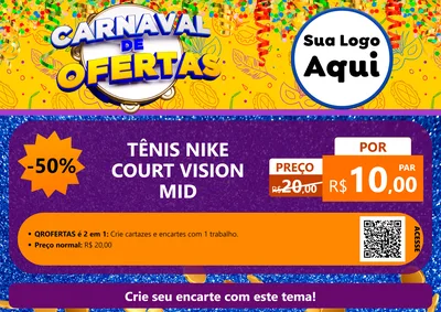 Modelo de Cartaz para Cartaz A4 Horizontal com o tema Carnaval de Ofertas para Calçados