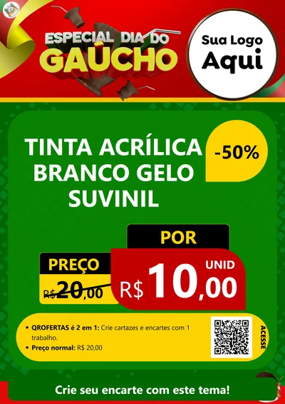 Modelo de Cartaz para Cartaz A4 Vertical com o tema Especial Dia do Gaúcho para Tintas e Ferramentas