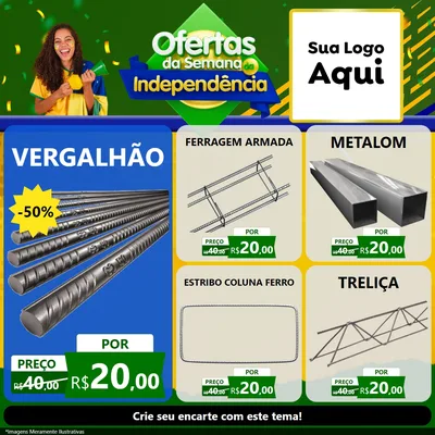 Modelo de Rede Social para Feed Facebook com o tema Ofertas da Semana da Independência para Ferragens