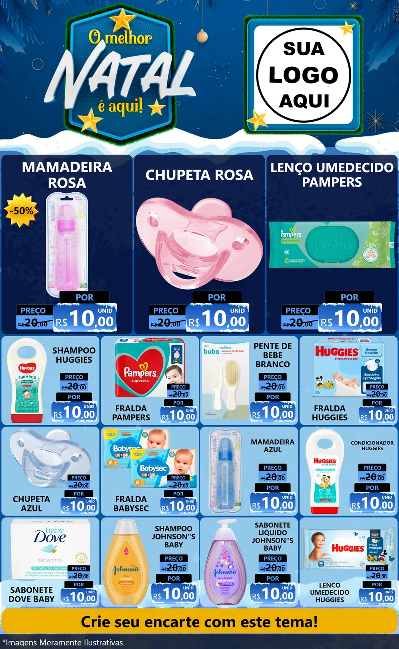 Modelo de Encarte para Encarte Grande com o tema O Melhor Natal É Aqui! para Bebês