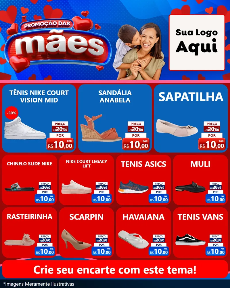 Modelo de Rede Social para Feed Instagram com o tema Promoção das Mães para Calçados