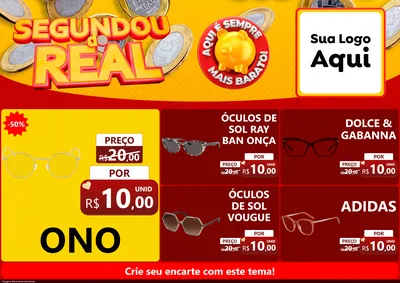 Modelo de Encarte para Encarte A4 Horizontal com o tema Segundou do Real para Óticas