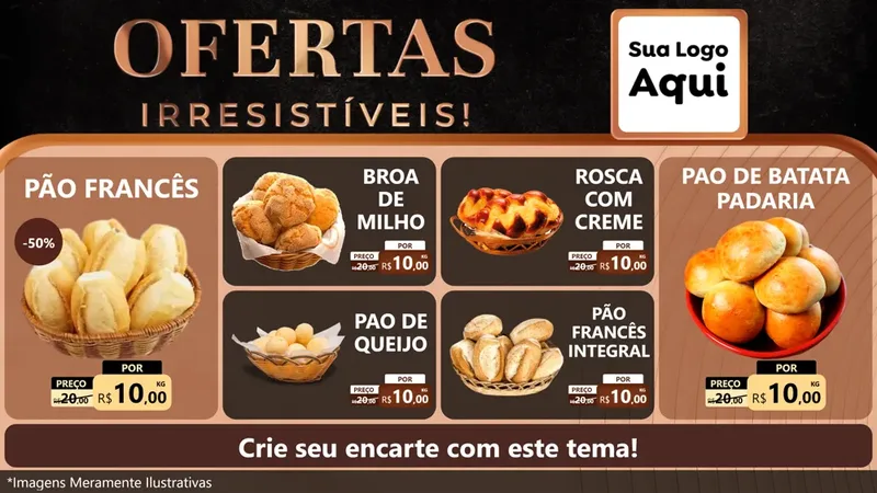 Modelo de TV para TV Horizontal com o tema Ofertas Irresistíveis! para Padaria