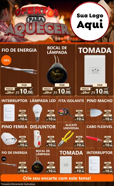 Modelo de Encarte para Encarte Grande com o tema Ofertas Para Aquecer para Materiais Elétricos