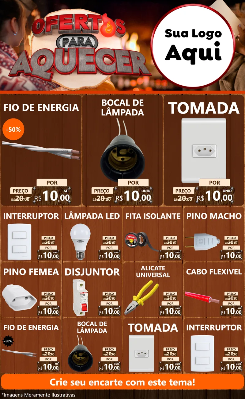 Modelo de Encarte para Encarte Grande com o tema Ofertas Para Aquecer para Materiais Elétricos