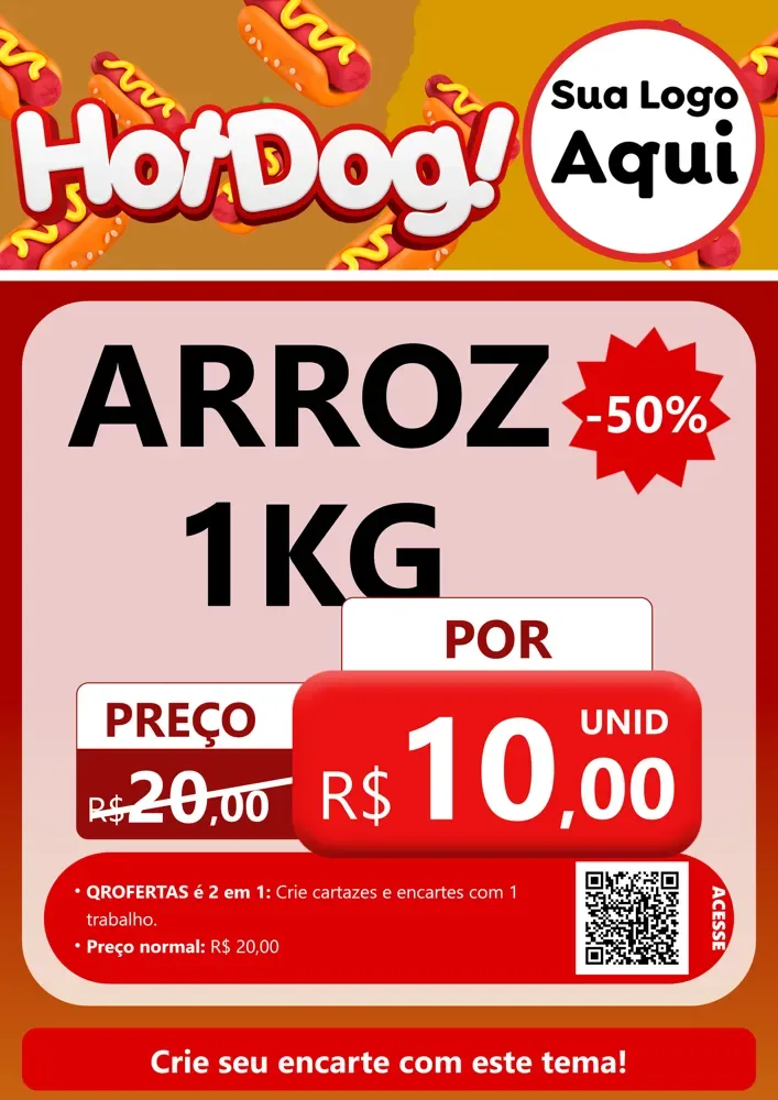 Modelo de Cartaz para Cartaz A4 Vertical com o tema Hot Dog para Supermercado
