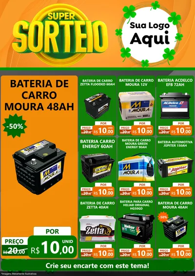 Modelo de Encarte para Encarte A4 Vertical com o tema Super Sorteio para Baterias Elétricas