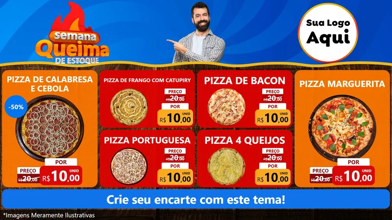 Modelo de TV para TV Horizontal com o tema Semana Queima de Estoque para Pizzaria