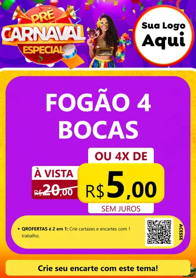 Modelo de Cartaz para Cartaz A4 Vertical com o tema Pré-Carnaval Especial para Móveis e Eletro