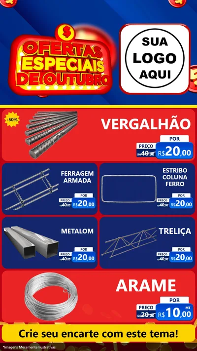 Modelo de TV para TV Vertical com o tema Ofertas Especiais de Outubro para Ferragens