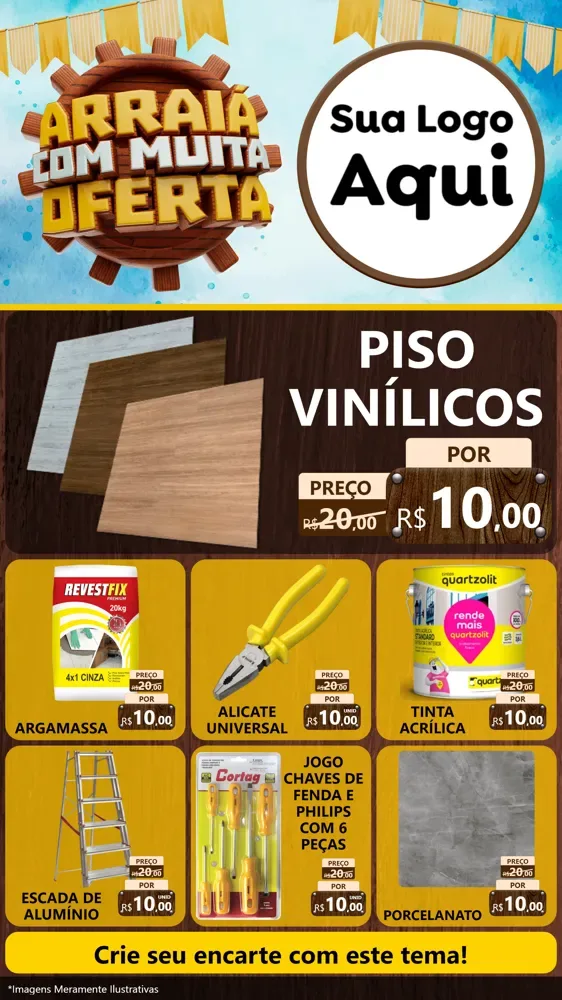 Modelo de Rede Social para Stories com o tema Ofertas de São João - Junina para Material para Construção
