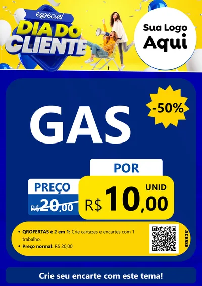 Modelo de Cartaz para Cartaz A4 Vertical com o tema Especial Dia do Cliente para Água e gás
