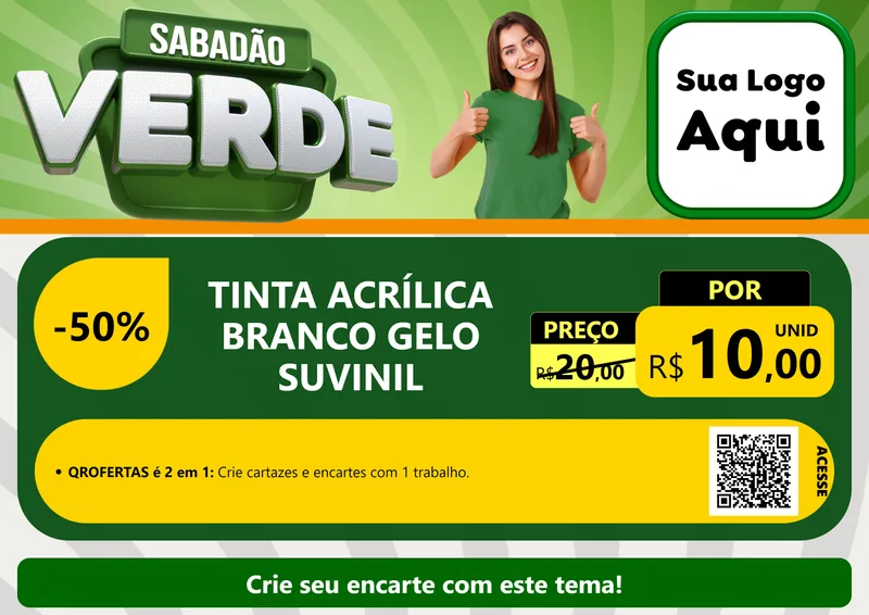 Modelo de Cartaz para Cartaz A4 Horizontal com o tema Sabadão Verde para Tintas e Ferramentas