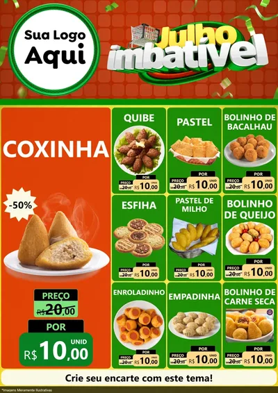 Modelo de Encarte para Encarte A4 Vertical com o tema Julho Imbatível para Salgadaria