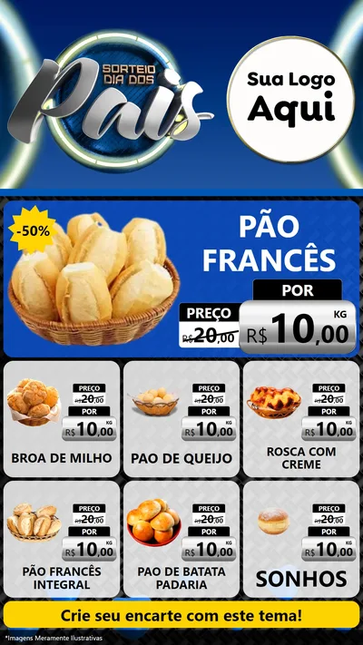 Modelo de Rede Social para Stories com o tema Sorteio Dia Dos Pais para Padaria