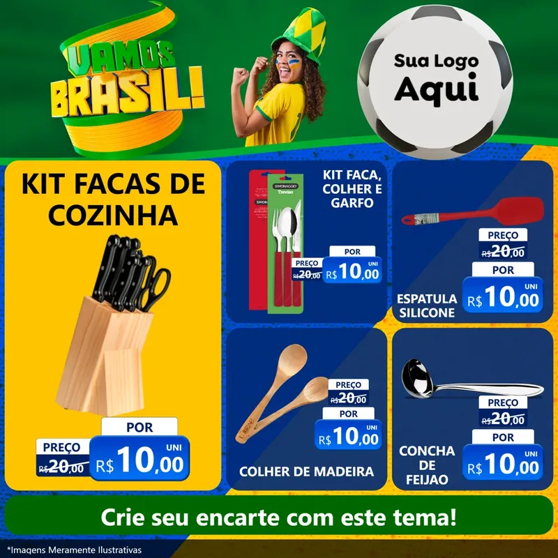 Modelo de Rede Social para Feed Facebook com o tema Vamos Brasil - Copa para Utilidades Domésticas