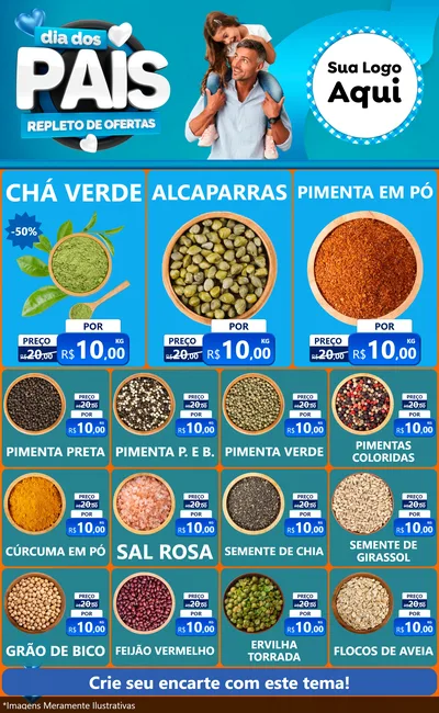 Modelo de Encarte para Encarte Grande com o tema Dia Dos Pais Repleto de Ofertas para Produtos Naturais