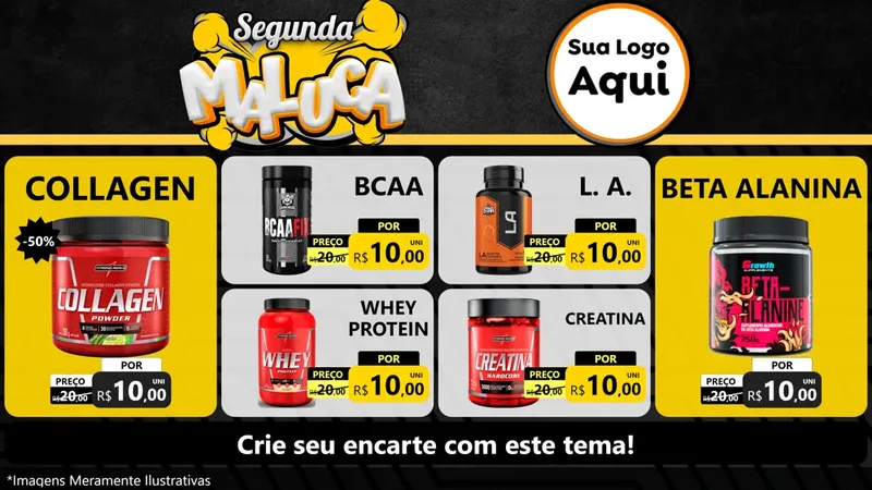 Modelo de TV para TV Horizontal com o tema Segunda Maluca para Suplementos alimentares
