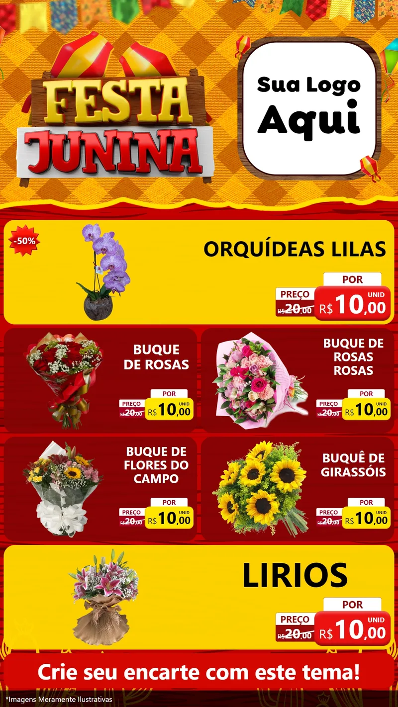 Modelo de TV para TV Vertical com o tema Festa Junina para Floricultura e jardim