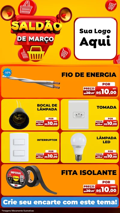 Modelo de TV para TV Vertical com o tema Saldão de Março para Materiais Elétricos