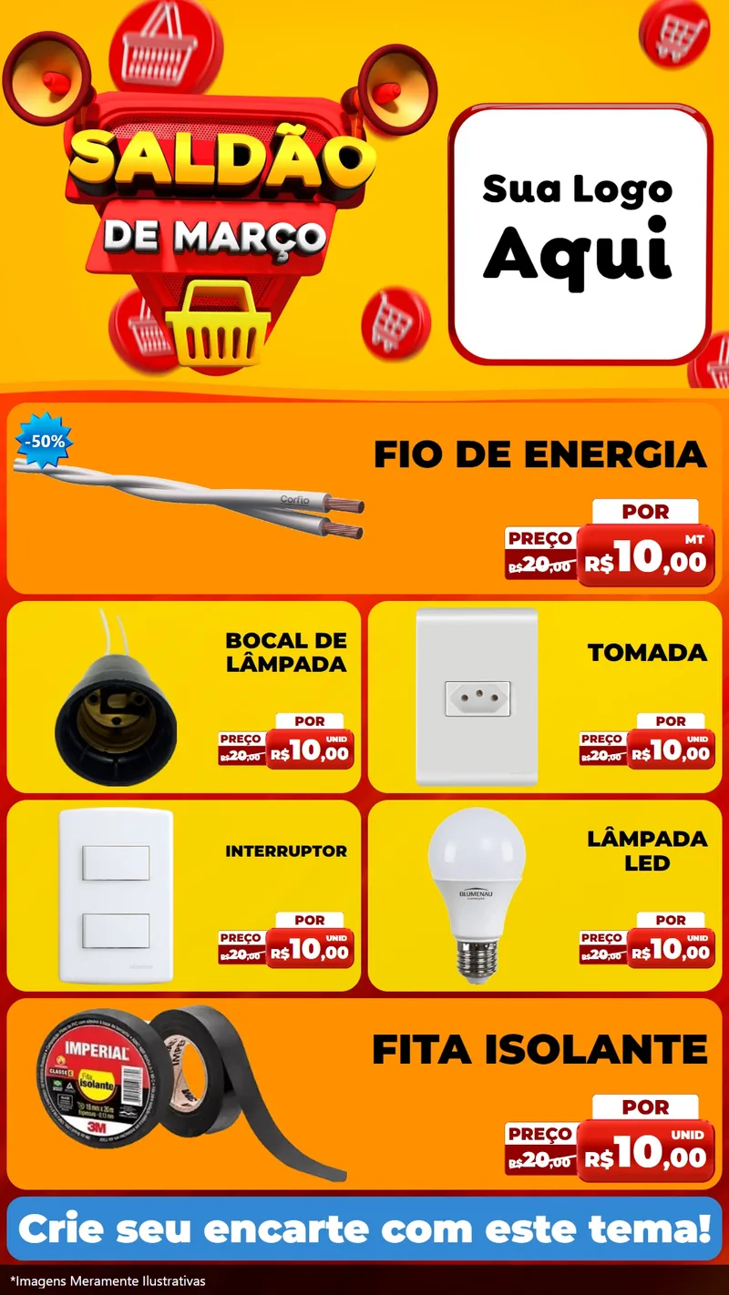 Modelo de TV para TV Vertical com o tema Saldão de Março para Materiais Elétricos