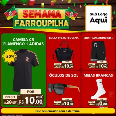 Modelo de Rede Social para Feed Facebook com o tema Semana Farroupilha para Roupas e acessórios