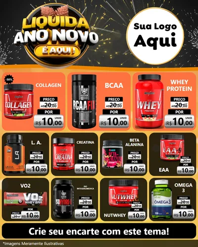 Modelo de Rede Social para Feed Instagram com o tema Liquida Ano Novo É Aqui! para Suplementos alimentares