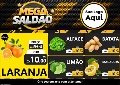 Modelo de Encarte para Encarte A4 Horizontal com o tema Mega Saldão para Hortifrúti