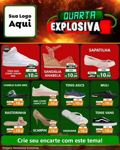 Modelo de Rede Social para Feed Instagram com o tema Quarta Explosiva para Calçados