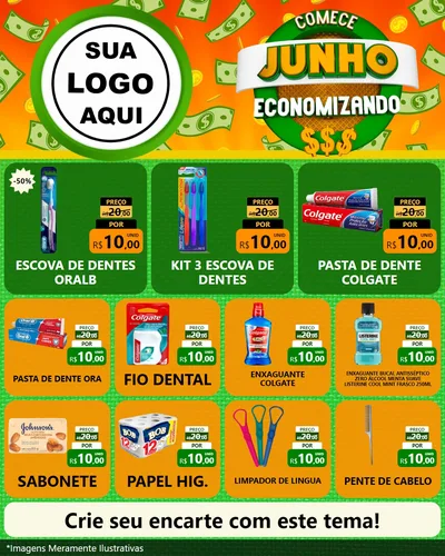 Modelo de Rede Social para Feed Instagram com o tema Comece Junho Economizando para Higiene Pessoal