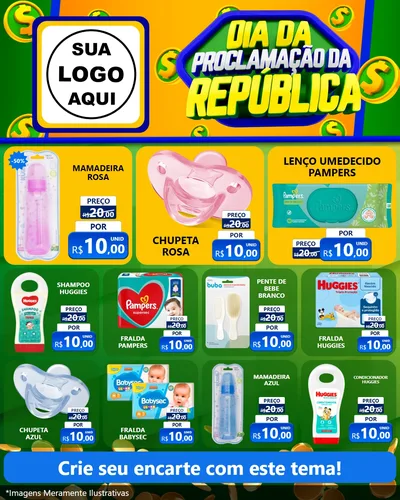 Modelo de Rede Social para Feed Instagram com o tema Dia Da Proclamação da República para Bebês